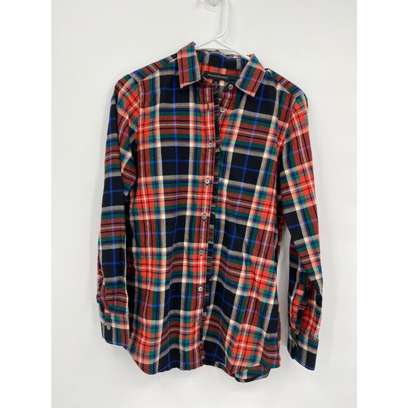 Banana Republic Plaid Button Front Long Sleeve Top Size XS - Picture 1 of 8